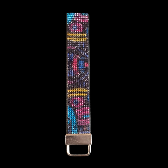 Colorful Patterned Rhinestone Wristlet Keychain - Picture 1 of 2